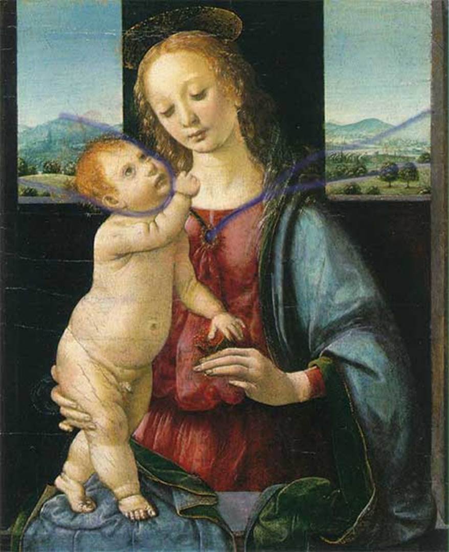 Пример скрытых силовых линий на картине Леонардо Да Винчи «Мадонна».